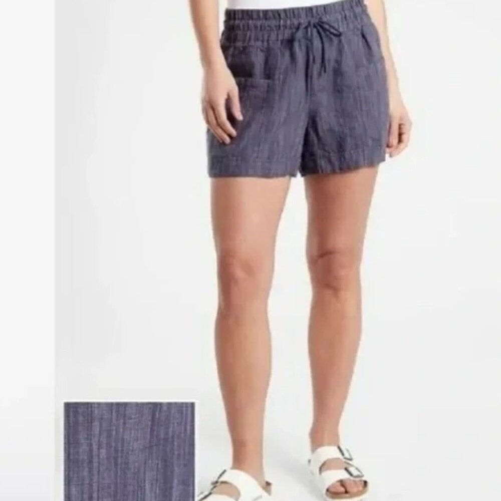 NWT - Athleta Cabo Linen Textured 4” Summer Short - Size  8 -  Medieval Violet
